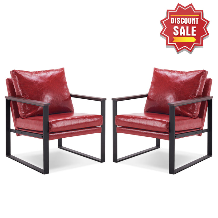 MCombo Modern Accent Chairs, Armchair with Upholstered Cushion, Faux Leather Lounge Chairs for Living Room Bedroom HQ304