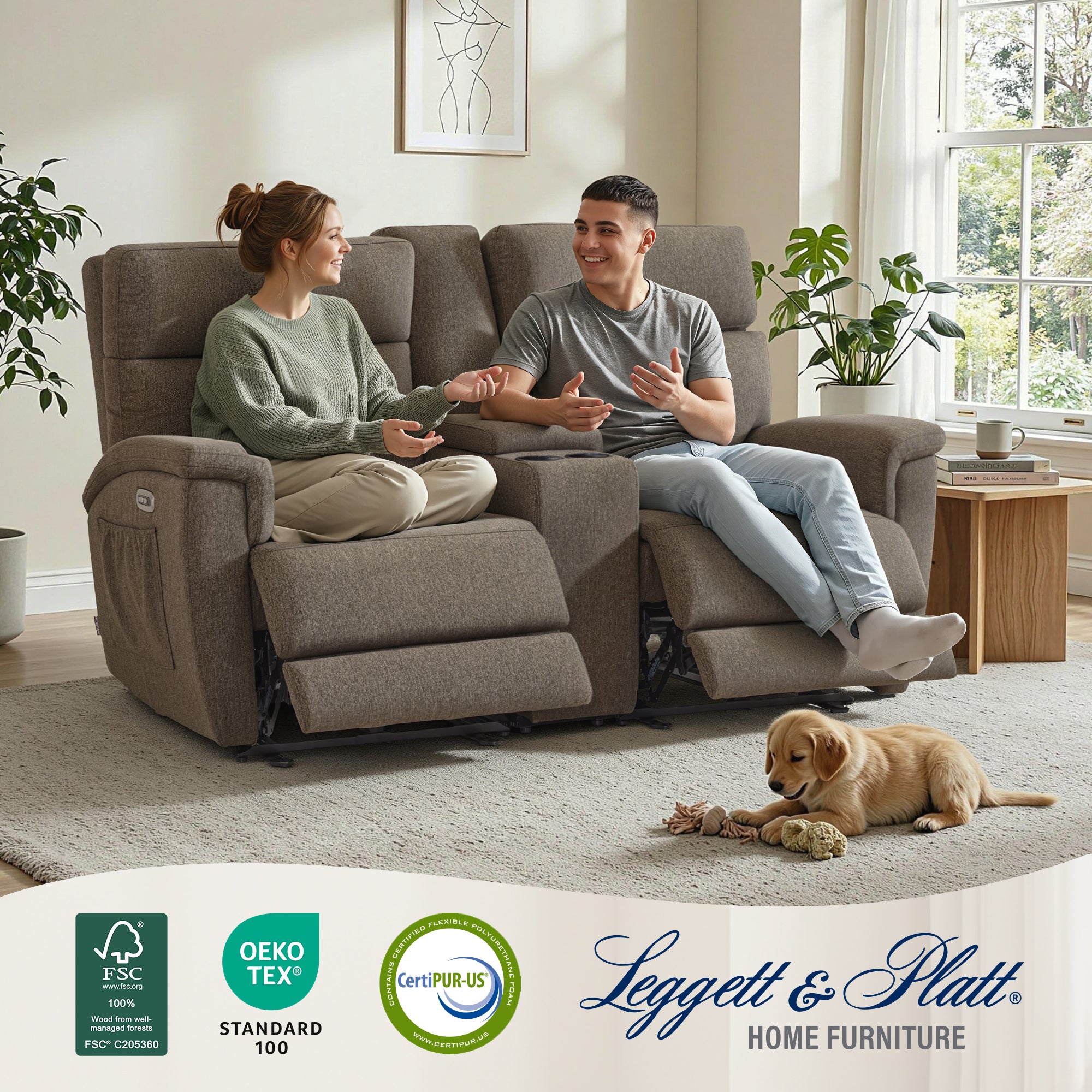 Power Reclining Loveseat with Console, Massage and Dual Heating