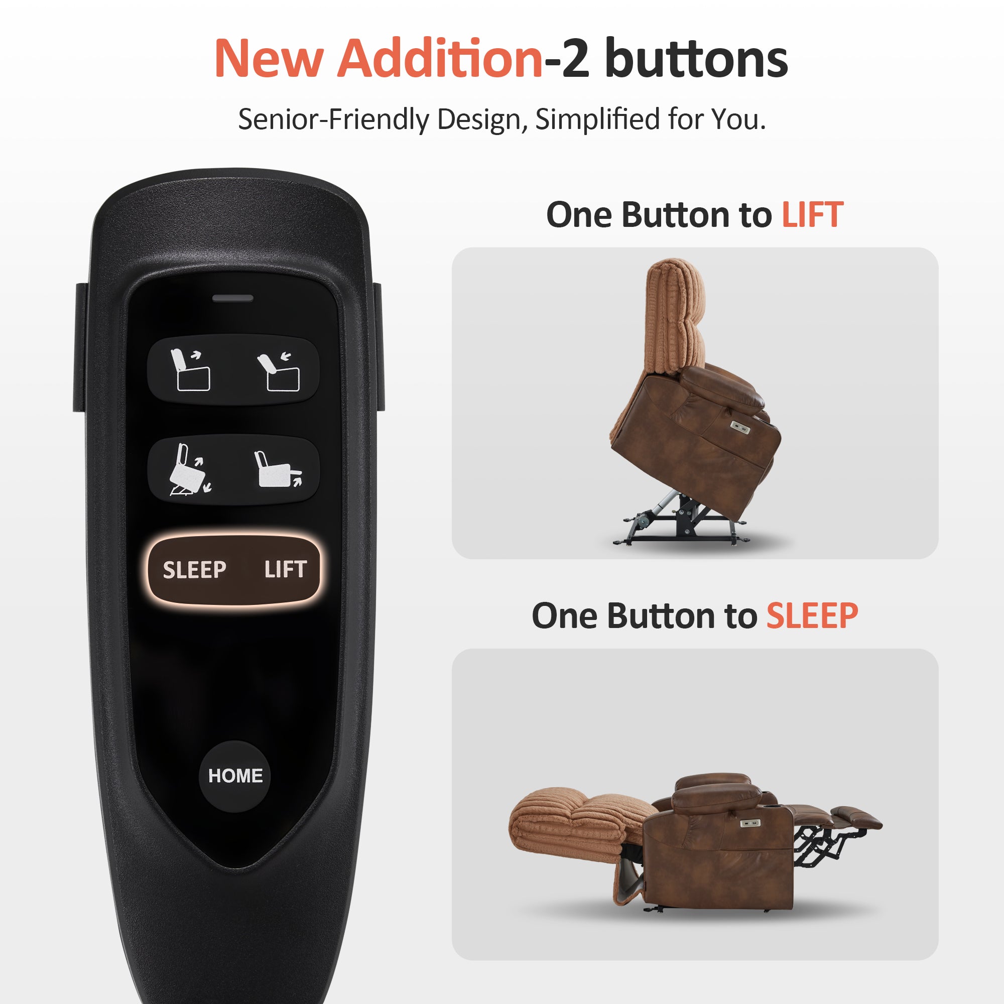 MCombo 180° Lay Flat Power Lift Recliner Chair for Elderly, Dual Motor Lift Chair with Full-Body Heating for Sleeping, Extra Wide Seat,Imitation Rabbit Fur R7123