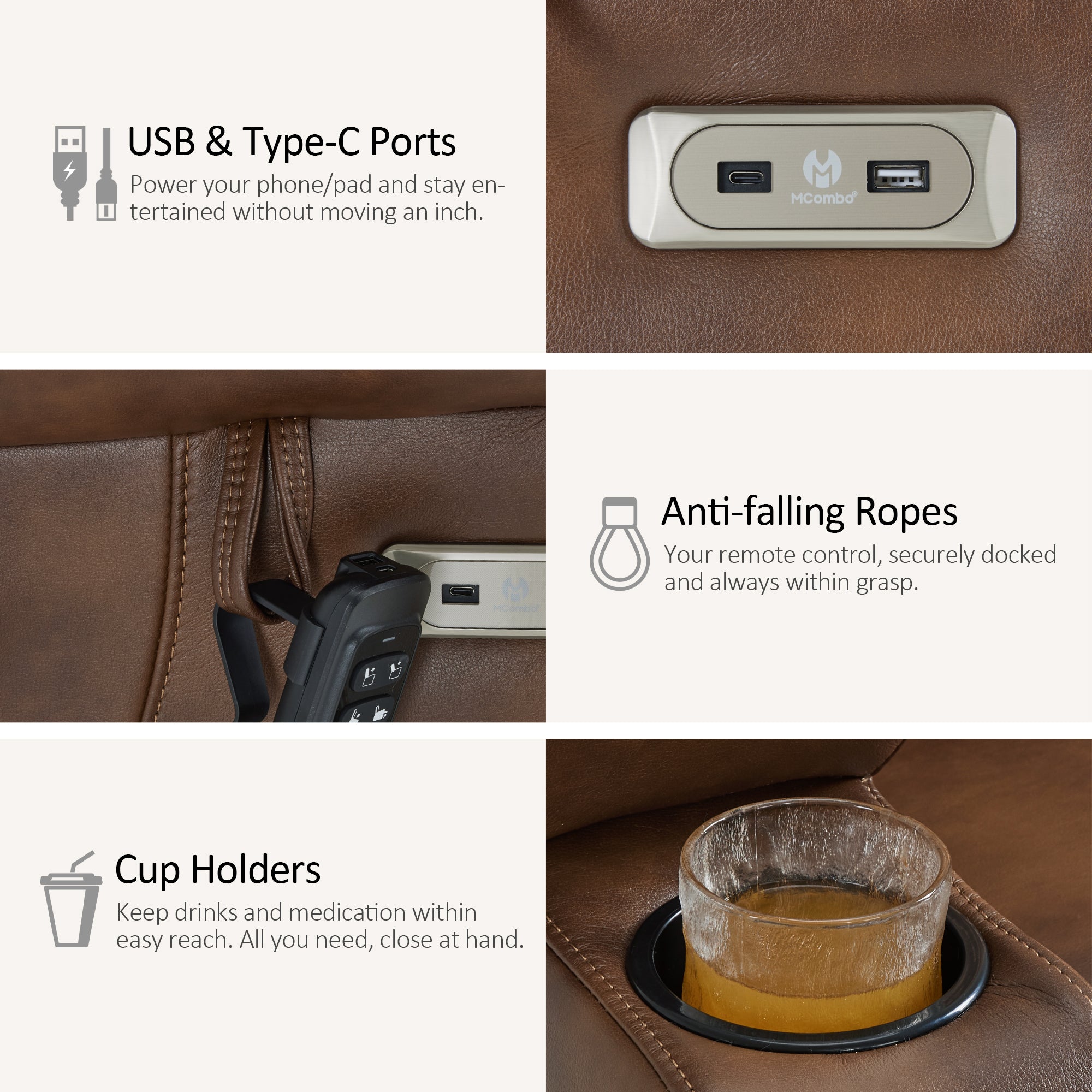 MCombo 180° Lay Flat Power Lift Recliner Chair for Elderly, Dual Motor Lift Chair with Full-Body Heating for Sleeping, Extra Wide Seat,Imitation Rabbit Fur R7123