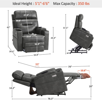 Dual Motor Power Lift Recliner Chair for Elderly
