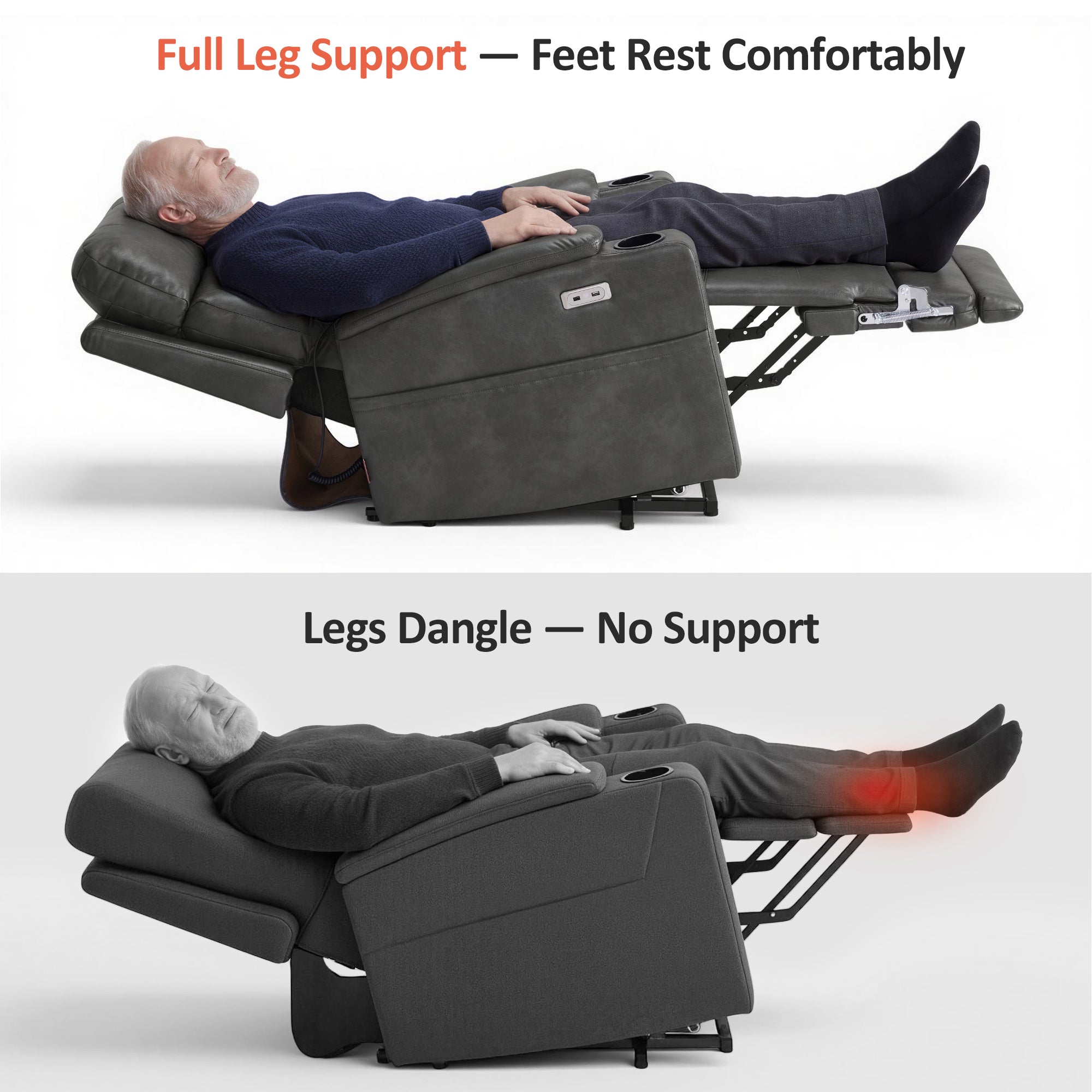 Dual Motor Power Lift Recliner Chair for Elderly