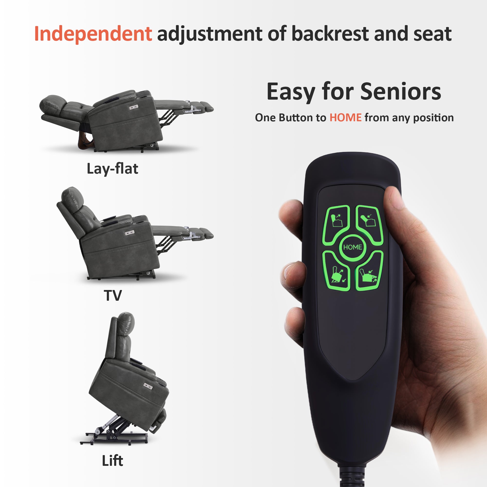 Dual Motor Power Lift Recliner Chair for Elderly