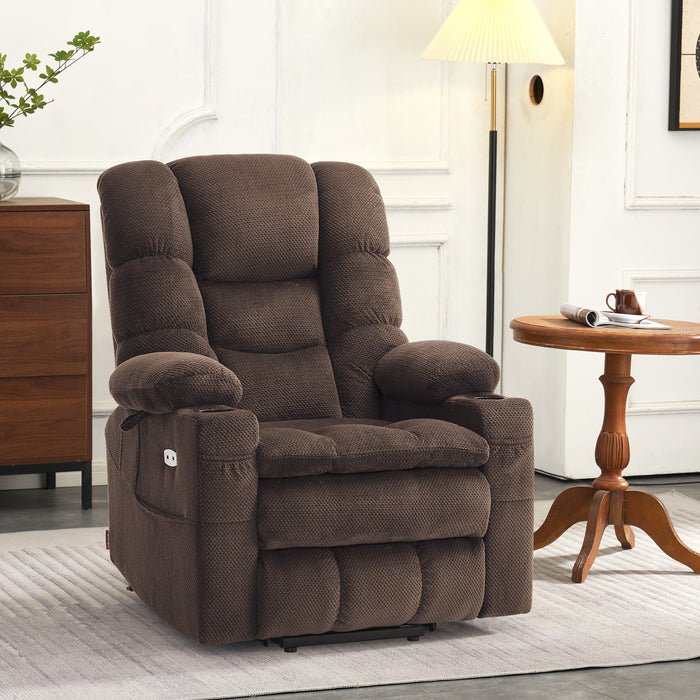 MCombo Large Dual Motor Power Lift Recliner Chair with Massage and Dual Heating, Adjustable Headrest for Big and Tall Elderly People, Fabric 7634
