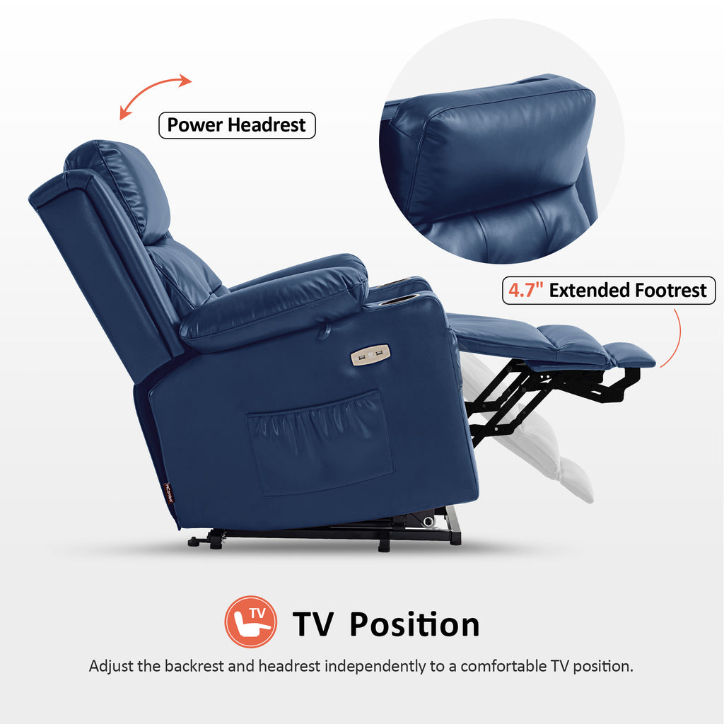 MCombo Lay Flat Dual Motor Power Lift Recliner Chair Sofa with Heat an