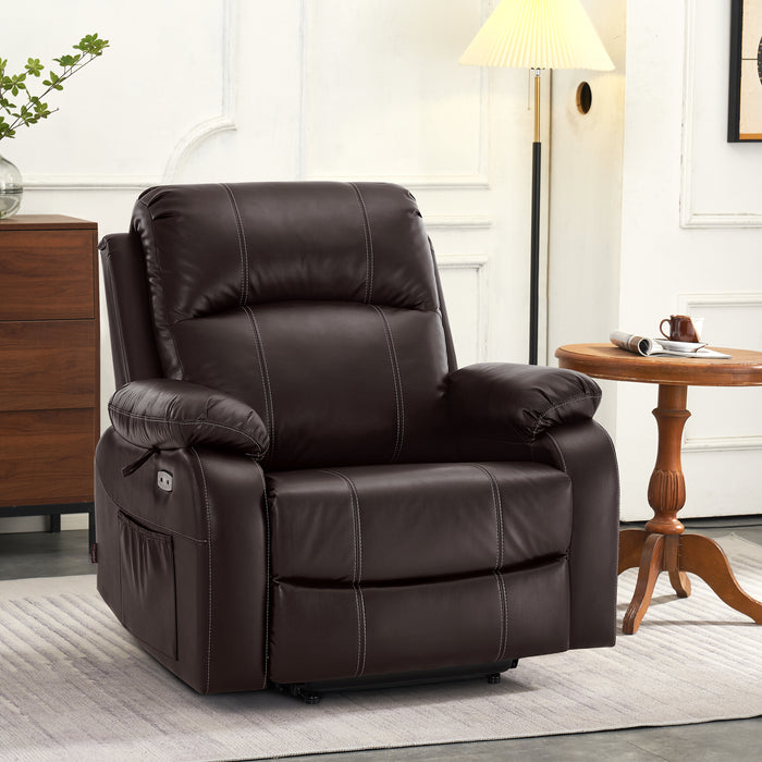 MCombo Small-Wide Power Lift Recliner Chair with Massage and Heat for Short People, Faux Leather R7410