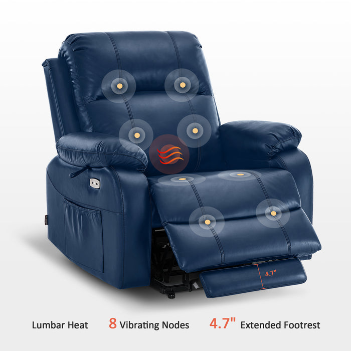 MCombo Small-Wide Power Lift Recliner Chair with Massage and Heat for Short People, Faux Leather R7410