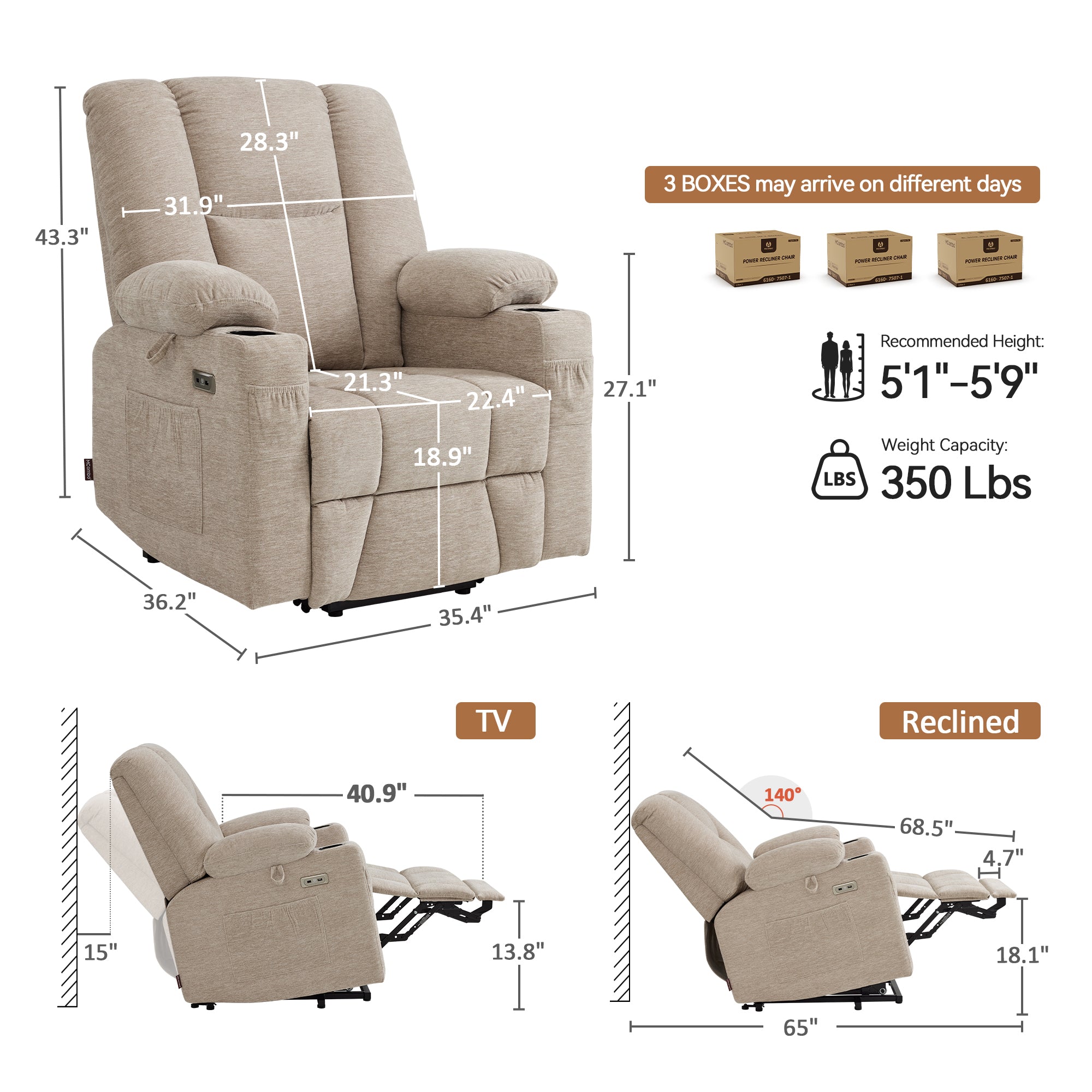 Power Lift Recliner with Airbag Massage for Eldery 7507