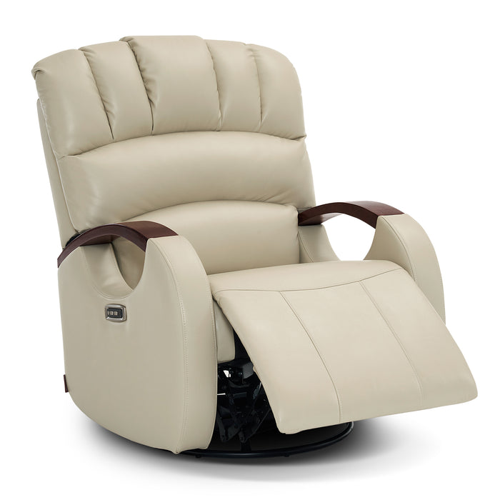 MCombo Power Swivel Glider Rocker Recliner with Adjustable Headrest for Nursery, Faux Leather PR616