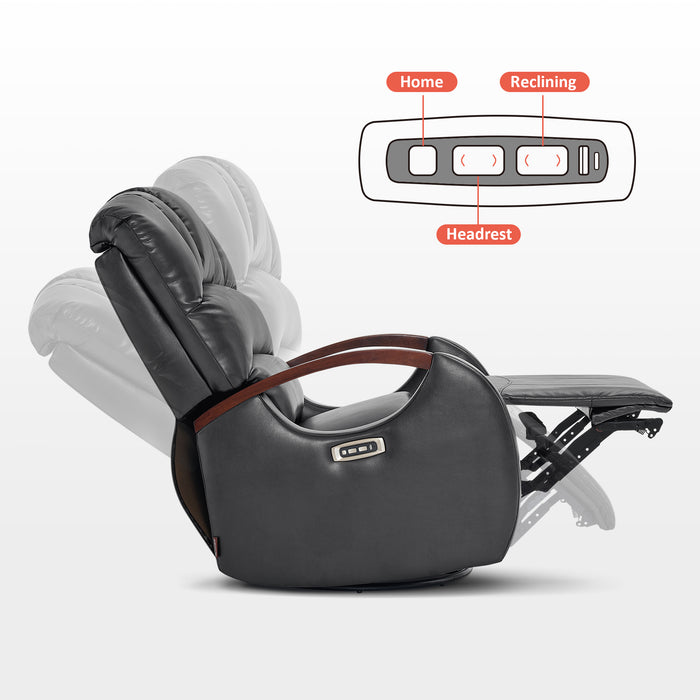 MCombo Power Swivel Glider Rocker Recliner with Adjustable Headrest for Nursery, Faux Leather PR616