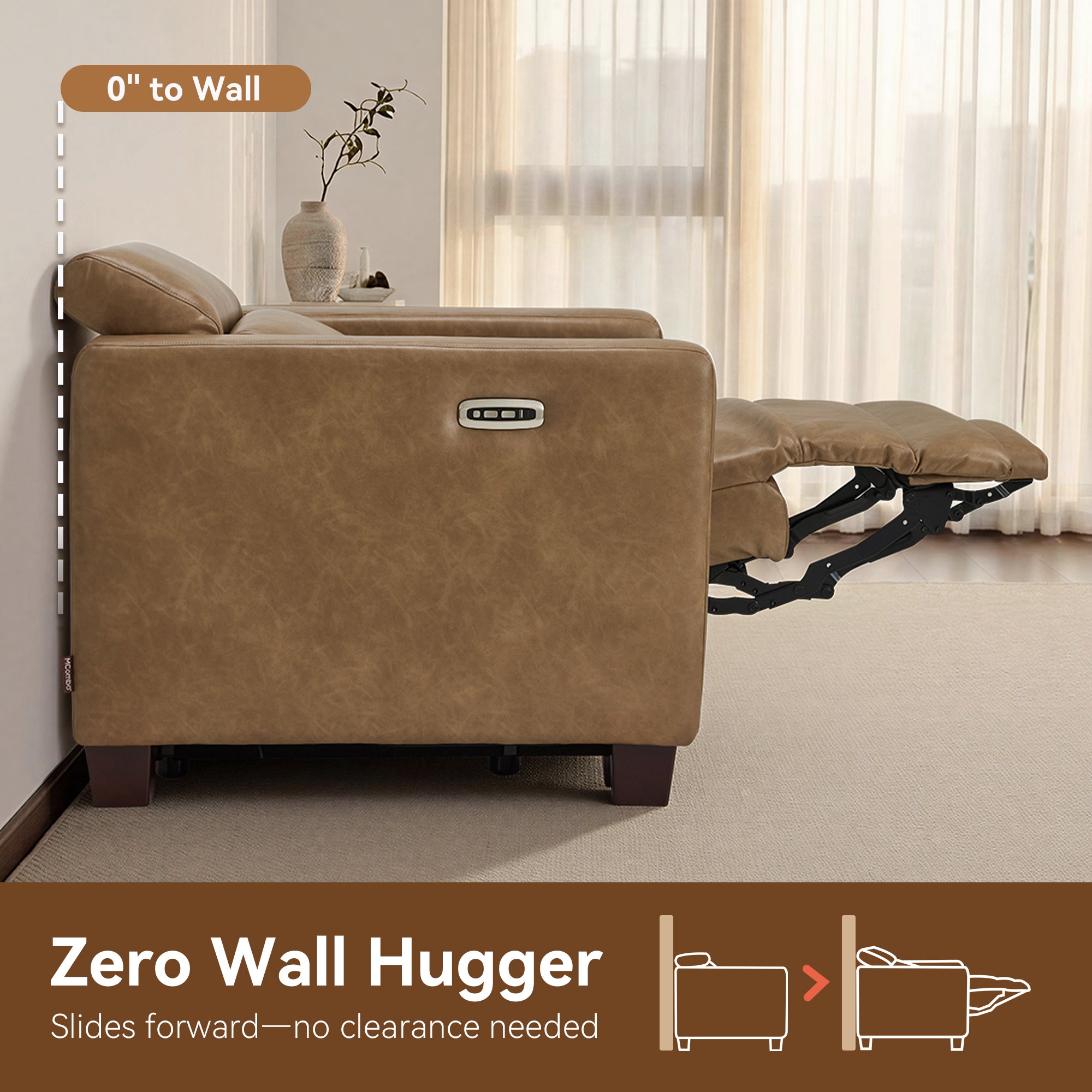 Zero Wall Hugger Power Recliner with Power Headrest, HL128