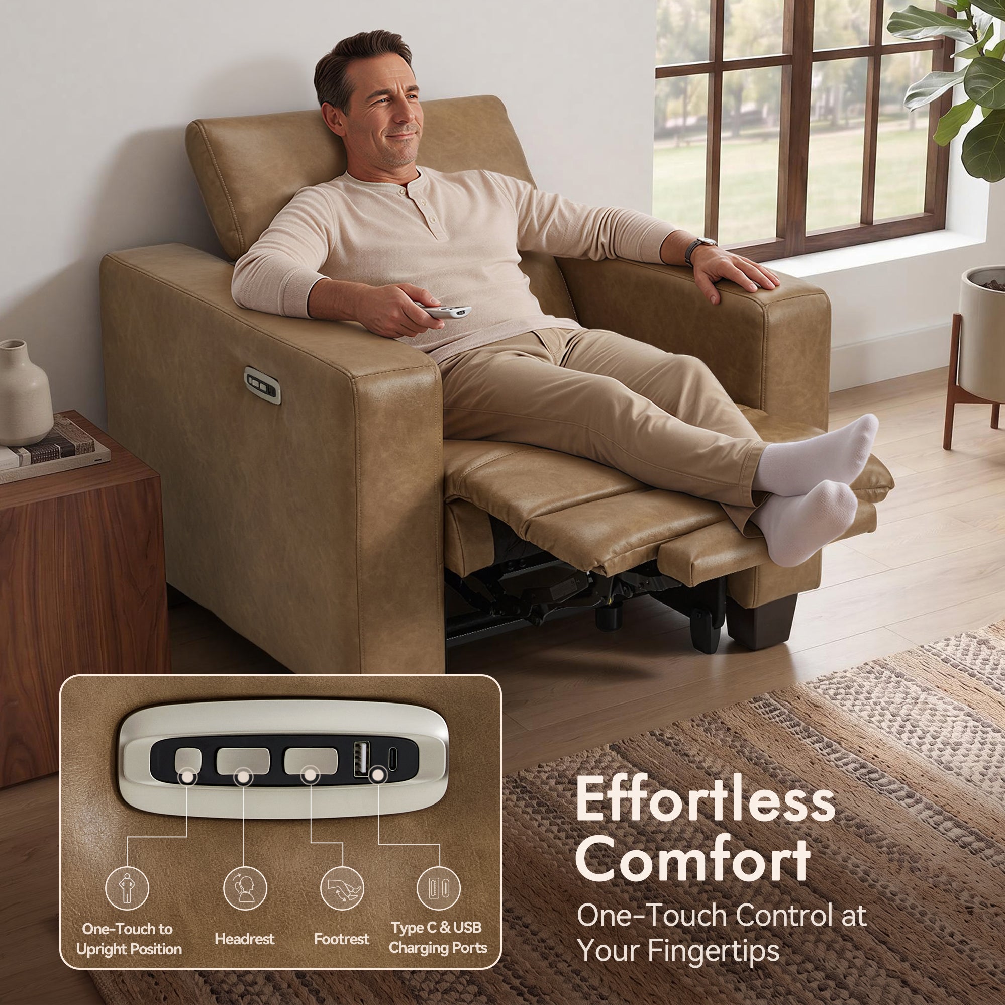Zero Wall Hugger Power Recliner with Power Headrest, HL128