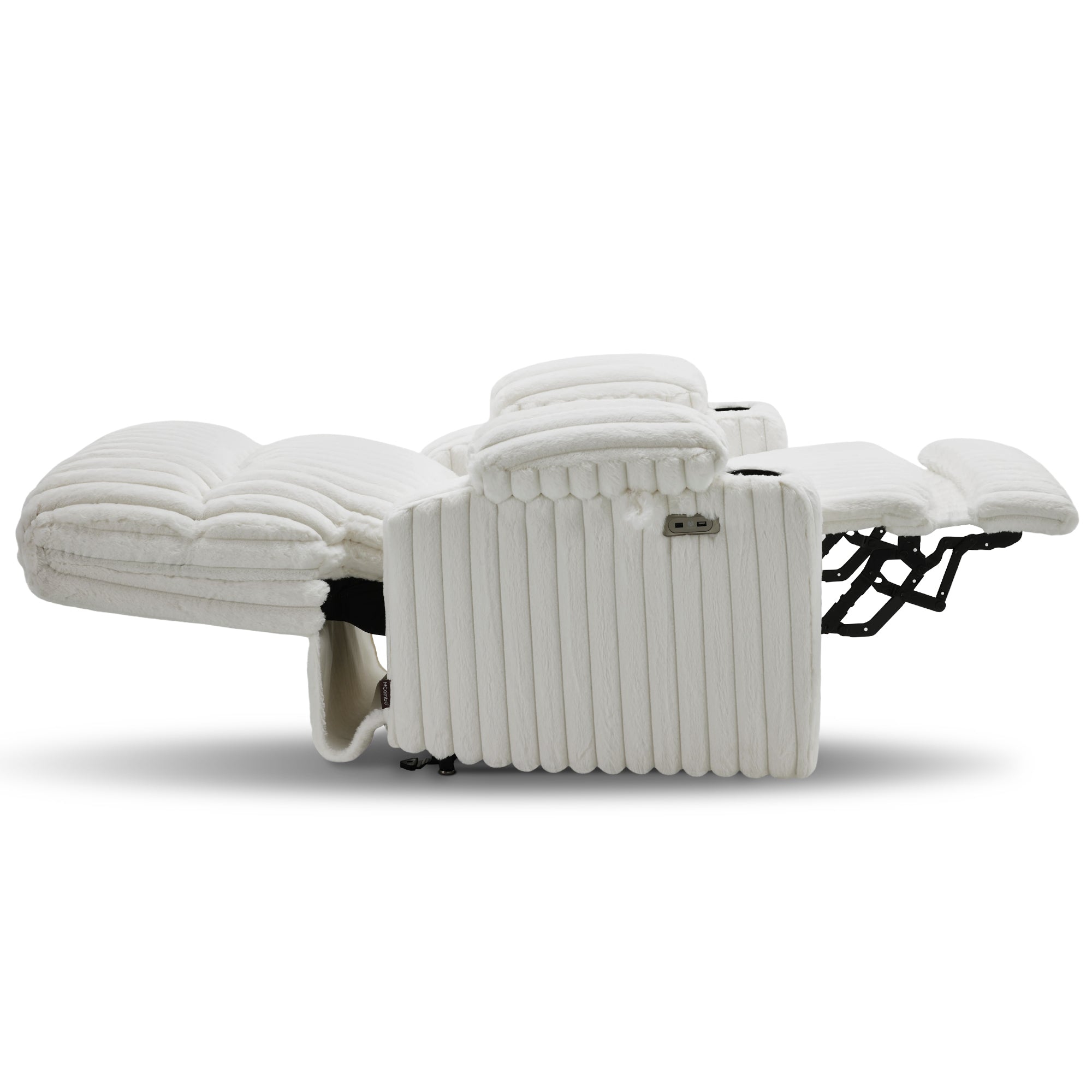 Dual Motor 180° Lay Flat Power Lift Chair with Full-Body Heat, Imitation Rabbit Fur R7123