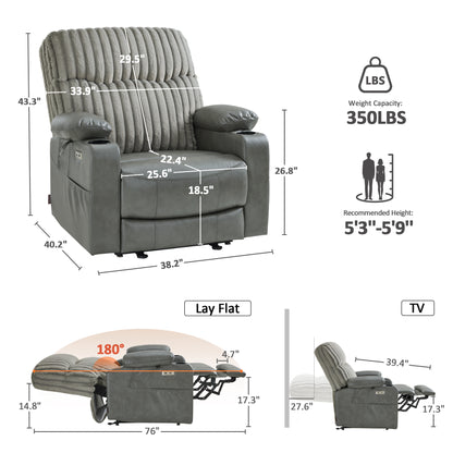 180° Lay Flat Power Lift Recliner Chair for Elderly, Dual Motor Lift Chair with Full-Body Heating for Sleeping, Extra Wide Seat,Imitation Rabbit Fur R7123