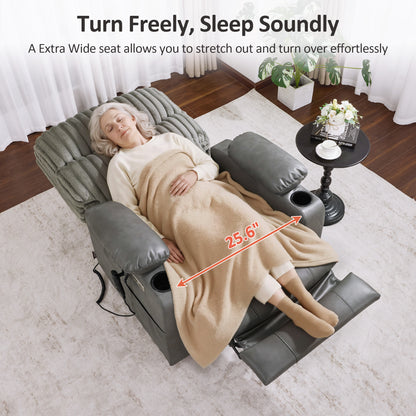 180° Lay Flat Power Lift Recliner Chair for Elderly, Dual Motor Lift Chair with Full-Body Heating for Sleeping, Extra Wide Seat,Imitation Rabbit Fur R7123