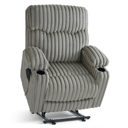 180° Lay Flat Power Lift Recliner Chair for Elderly, Dual Motor Lift Chair with Full-Body Heating for Sleeping, Extra Wide Seat,Imitation Rabbit Fur R7123