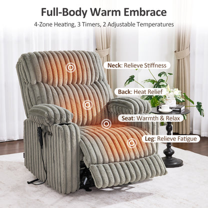 180° Lay Flat Power Lift Recliner Chair for Elderly, Dual Motor Lift Chair with Full-Body Heating for Sleeping, Extra Wide Seat,Imitation Rabbit Fur R7123