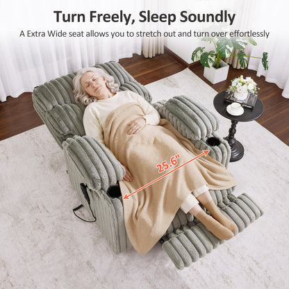 180° Lay Flat Power Lift Recliner Chair for Elderly, Dual Motor Lift Chair with Full-Body Heating for Sleeping, Extra Wide Seat,Imitation Rabbit Fur R7123