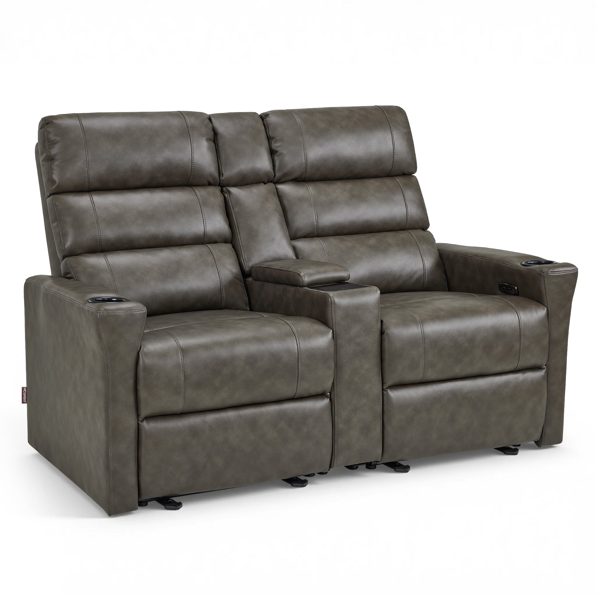 MCombo 62.6'' RV Recliner Loveseat Sofa with Console, Zero Wall Hugger Power Loveseat Recliner with USB Charge Ports, Outlet, for RVs, Living Rooms PR781