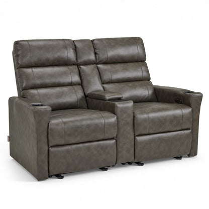 MCombo 62.6'' RV Recliner Loveseat Sofa with Console, Zero Wall Hugger Power Loveseat Recliner with USB Charge Ports, Outlet, for RVs, Living Rooms PR781