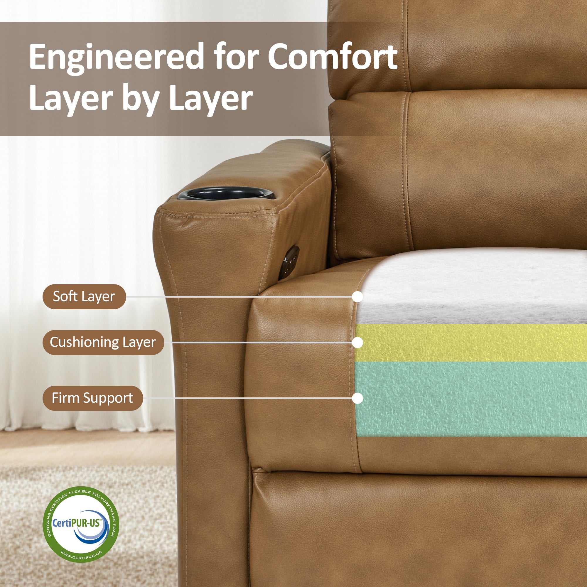 62.6'' RV Recliner Loveseat Sofa with Console, Zero Wall Hugger