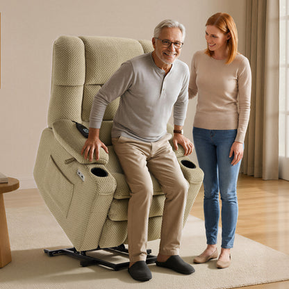 Dual Motor Power Lift Recliner Chair for Elderly, Massage and Heat, Lay Flat for Sleeping, Fabric 7890|7893|7896|R7897|R7891|R7894
