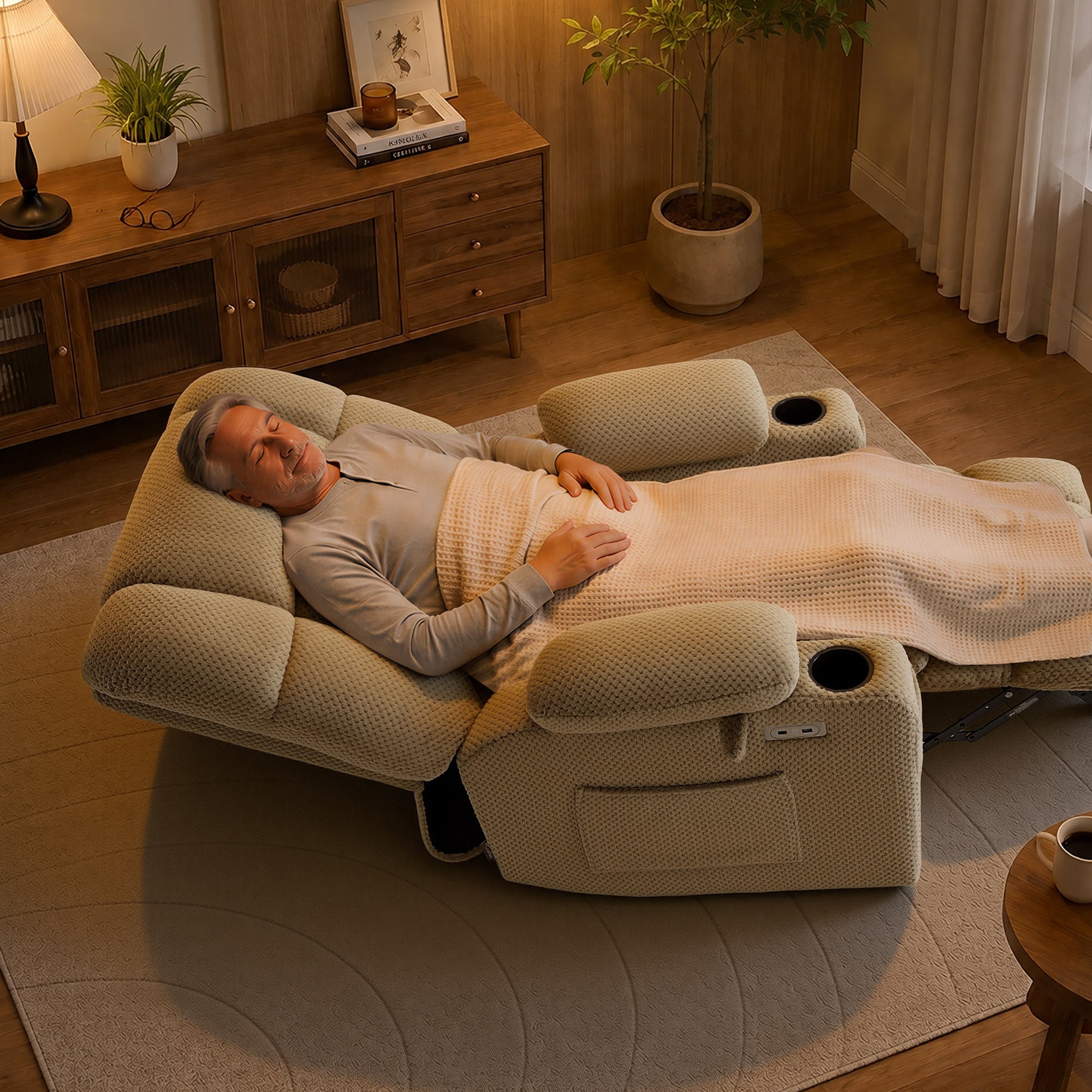 Dual Motor Power Lift Recliner Chair for Elderly, Massage and Heat, Lay Flat for Sleeping, Fabric 7890|7893|7896|R7897|R7891|R7894