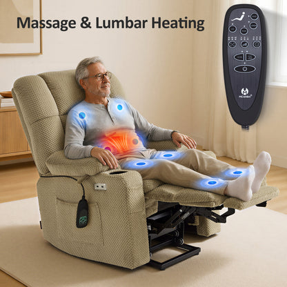 Dual Motor Power Lift Recliner Chair for Elderly, Massage and Heat, Lay Flat for Sleeping, Fabric 7890|7893|7896|R7897|R7891|R7894