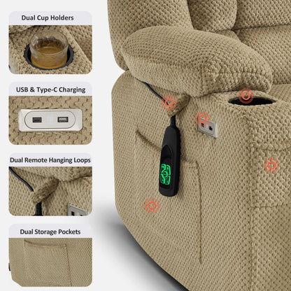 Dual Motor Power Lift Recliner Chair for Elderly, Massage and Heat, Lay Flat for Sleeping, Fabric 7890|7893|7896|R7897|R7891|R7894