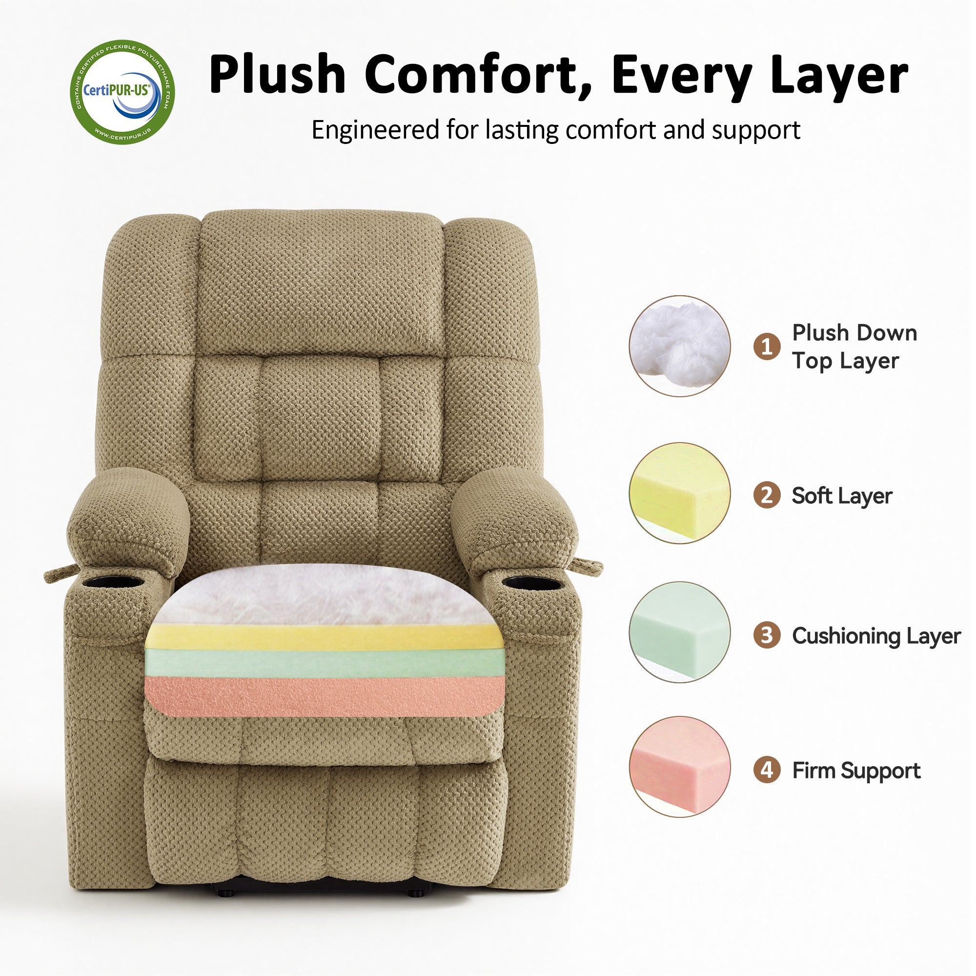 Dual Motor Power Lift Recliner Chair for Elderly, Massage and Heat, Lay Flat for Sleeping, Fabric 7890|7893|7896|R7897|R7891|R7894