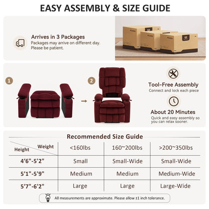 Dual Motor Power Lift Recliner Chair for Elderly, Massage and Heat, Lay Flat for Sleeping, Fabric 7890|7893|7896|R7897|R7891|R7894