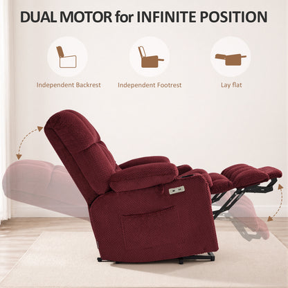 Dual Motor Power Lift Recliner Chair for Elderly, Massage and Heat, Lay Flat for Sleeping, Fabric 7890|7893|7896|R7897|R7891|R7894