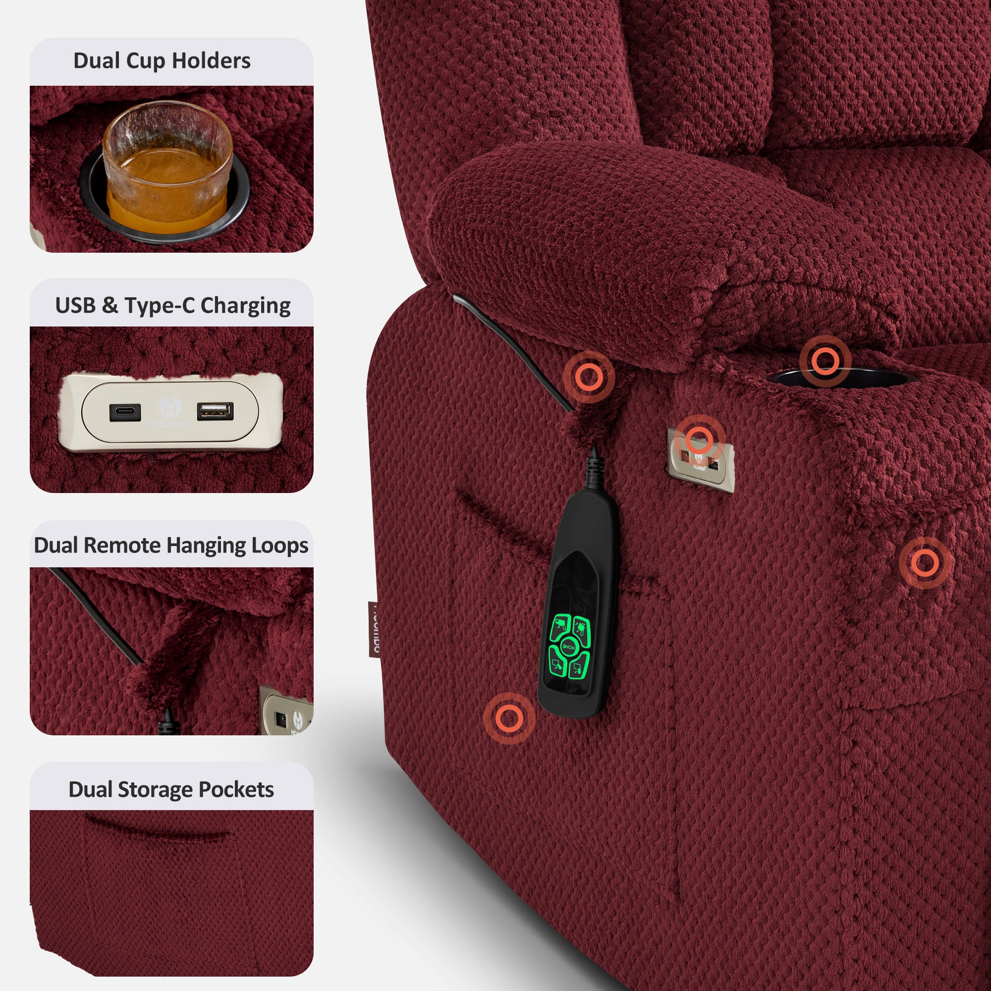 Dual Motor Power Lift Recliner Chair for Elderly, Massage and Heat, Lay Flat for Sleeping, Fabric 7890|7893|7896|R7897|R7891|R7894