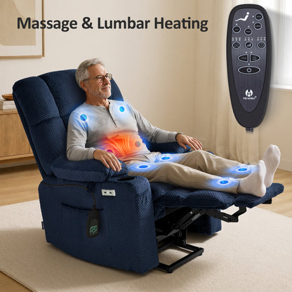 Dual Motor Power Lift Recliner Chair for Elderly, Massage and Heat, Lay Flat for Sleeping, Fabric 7890|7893|7896|R7897|R7891|R7894