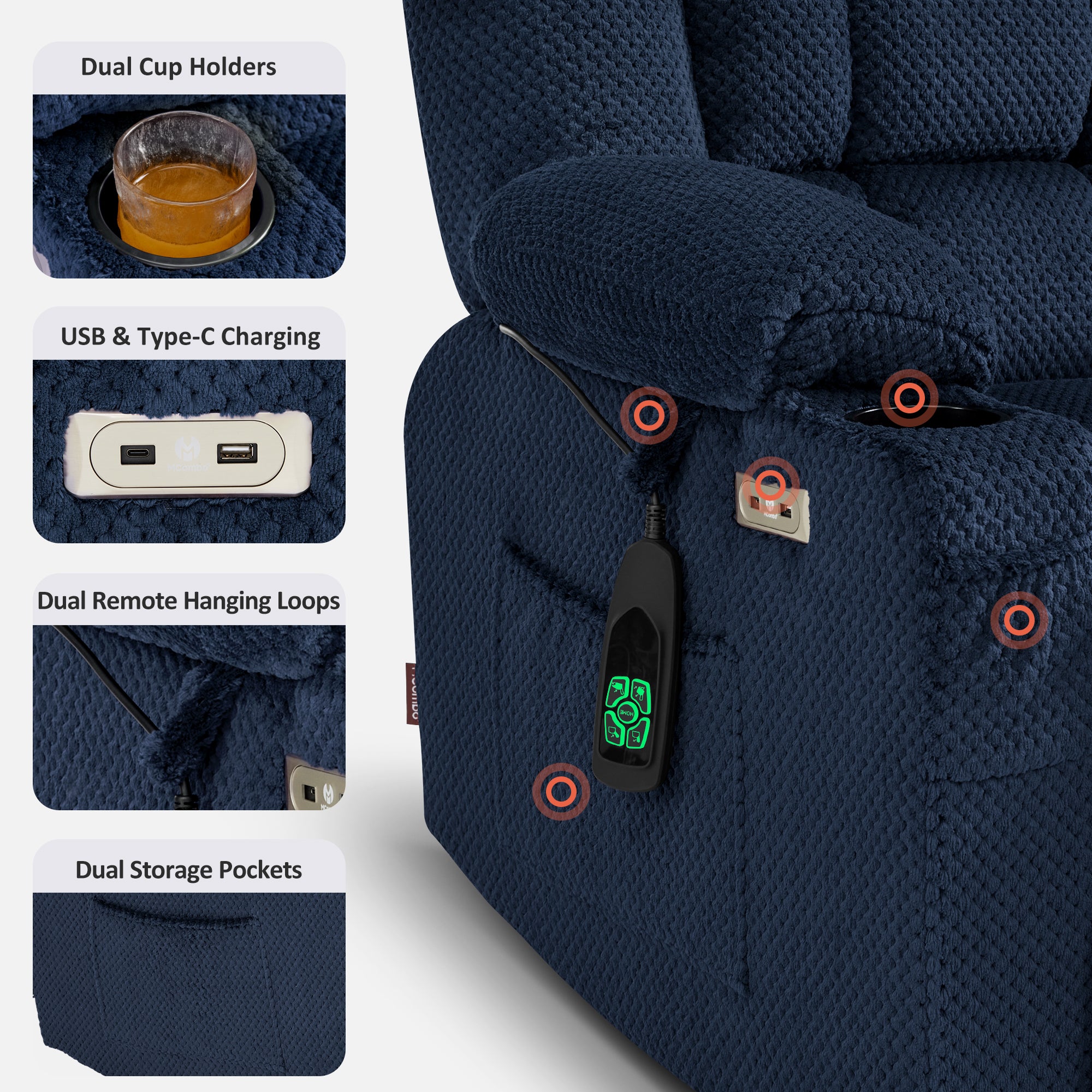 Dual Motor Power Lift Recliner Chair for Elderly, Massage and Heat, Lay Flat for Sleeping, Fabric 7890|7893|7896|R7897|R7891|R7894