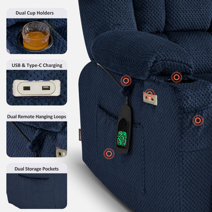 Dual Motor Power Lift Recliner Chair for Elderly, Massage and Heat, Lay Flat for Sleeping, Fabric 7890|7893|7896|R7897|R7891|R7894