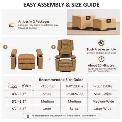 Dual Motor Power Lift Recliner Chair, Massage and Heat, Lay Flat for Sleeping, Faux Leather 7890|7893|7896|R7891|R7897|R7894