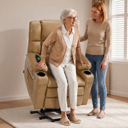 Dual Motor Power Lift Recliner Chair, Massage and Heat, Lay Flat for Sleeping, Faux Leather 7890|7893|7896|R7891|R7897|R7894