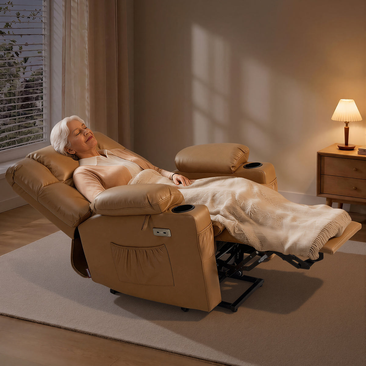 Dual Motor Power Lift Recliner Chair, Massage and Heat, Lay Flat for Sleeping, Faux Leather 7890|7893|7896|R7891|R7897|R7894