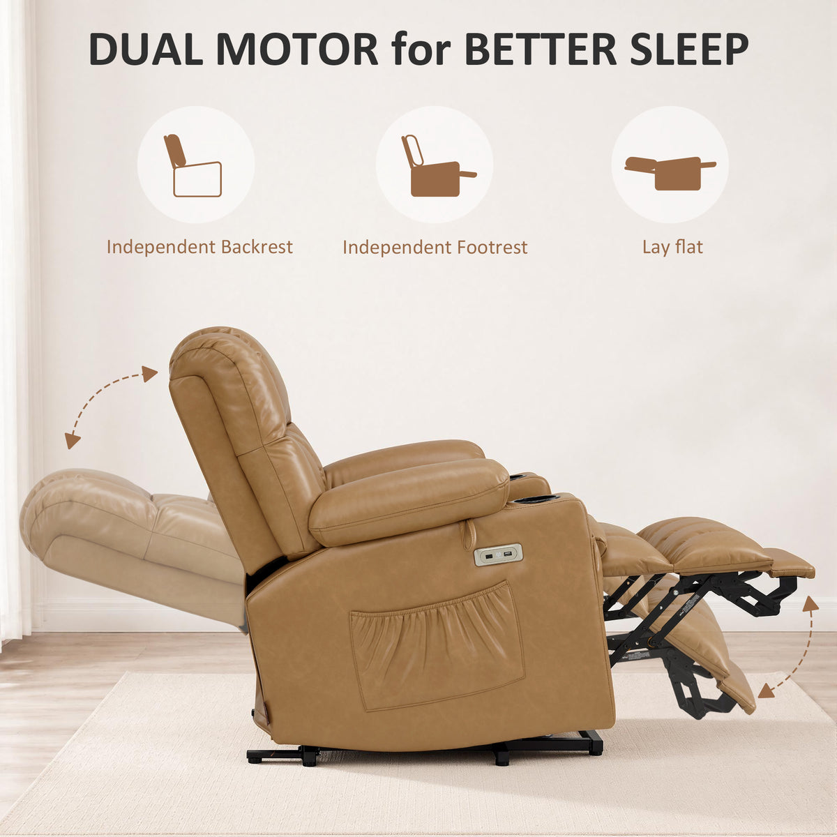 Dual Motor Power Lift Recliner Chair, Massage and Heat, Lay Flat for Sleeping, Faux Leather 7890|7893|7896|R7891|R7897|R7894