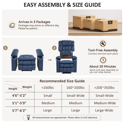 Dual Motor Power Lift Recliner Chair, Massage and Heat, Lay Flat for Sleeping, Faux Leather 7890|7893|7896|R7891|R7897|R7894