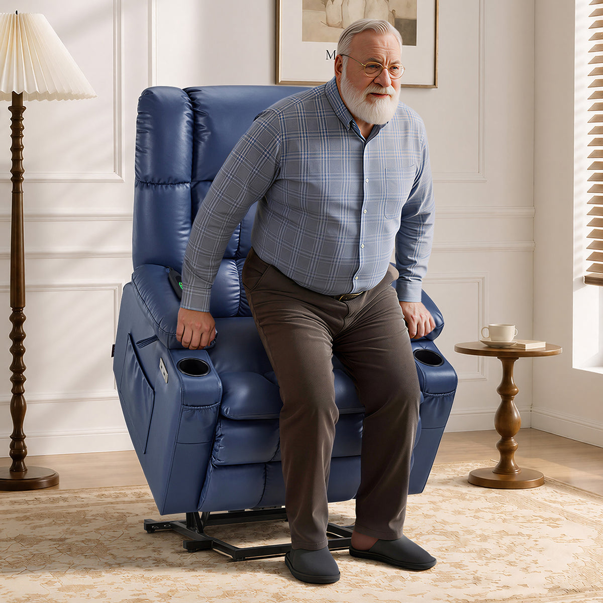 Dual Motor Power Lift Recliner Chair, Massage and Heat, Lay Flat for Sleeping, Faux Leather 7890|7893|7896|R7891|R7897|R7894