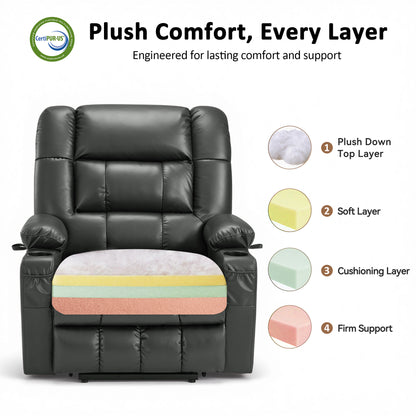 Dual Motor Power Lift Recliner Chair, Massage and Heat, Lay Flat for Sleeping, Faux Leather 7890|7893|7896|R7891|R7897|R7894