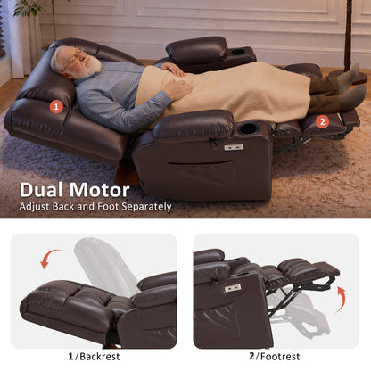Dual Motor Power Lift Recliner Chair, Massage and Heat, Lay Flat for Sleeping, Faux Leather 7890|7893|7896|R7891|R7897|R7894