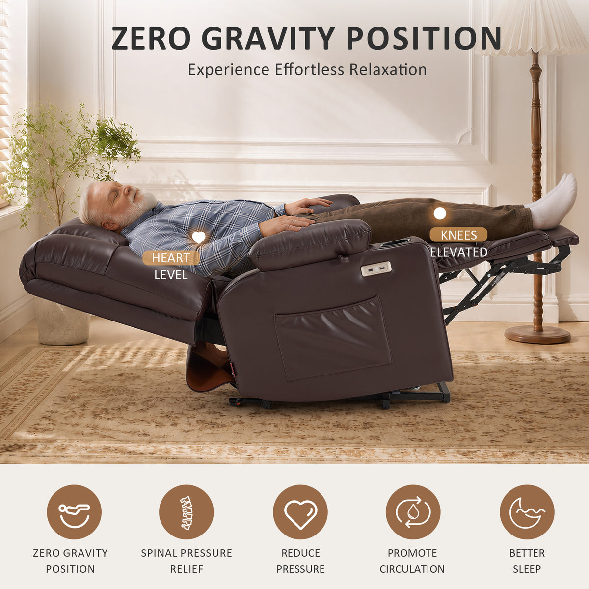Dual Motor Power Lift Recliner Chair, Massage and Heat, Lay Flat for Sleeping, Faux Leather 7890|7893|7896|R7891|R7897|R7894