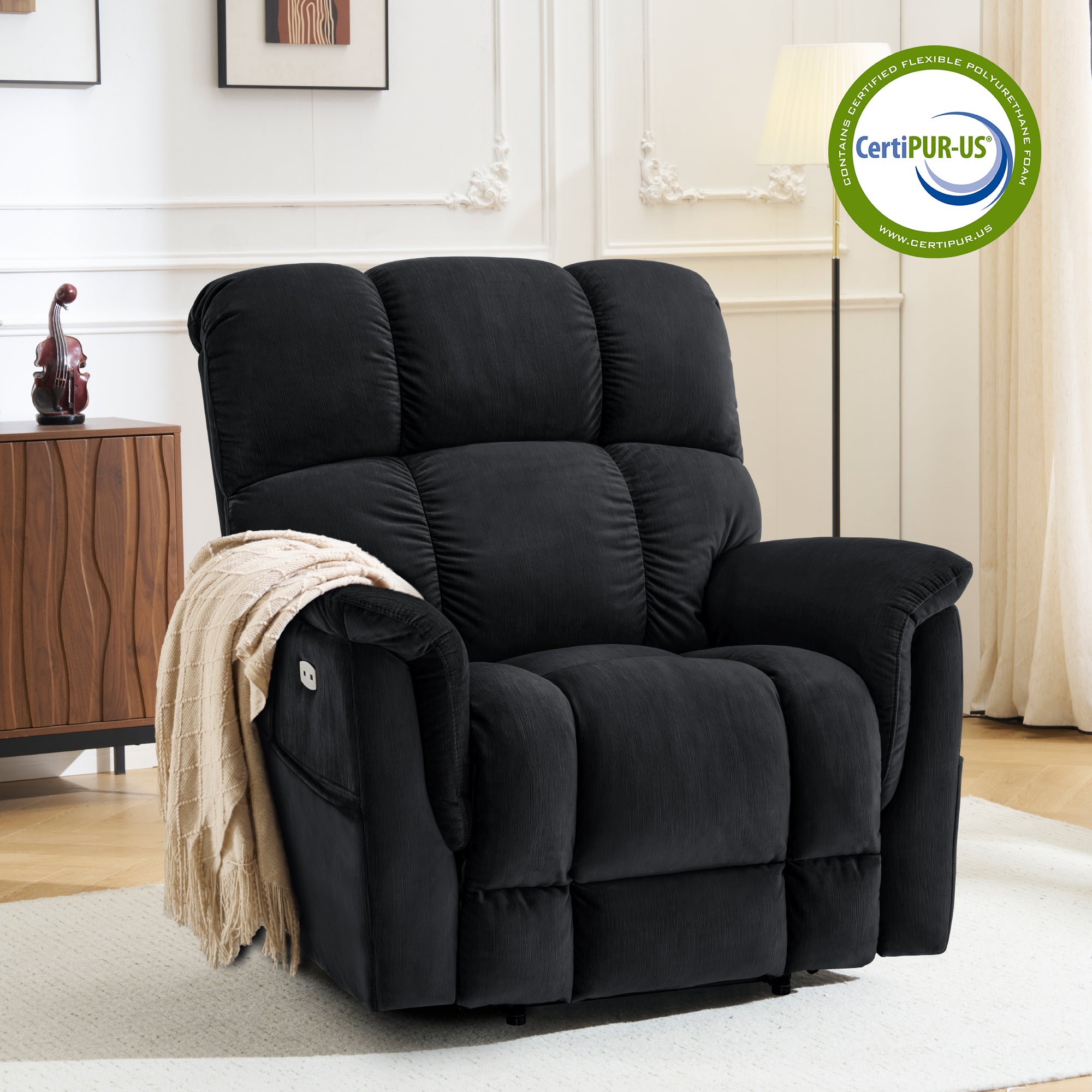 Power Lift Recliner Chair for Elderly, Dual Motor, Massage and Heat, Fabric R7166