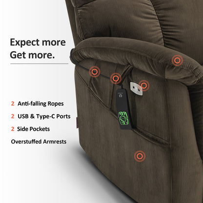 Power Lift Recliner Chair for Elderly, Dual Motor, Massage and Heat, Fabric R7166