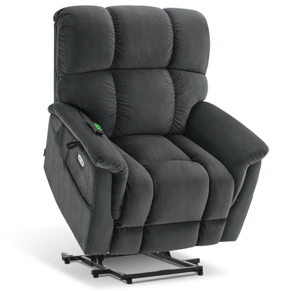 Power Lift Recliner Chair for Elderly, Dual Motor, Massage and Heat, Fabric R7166