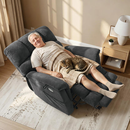 Dual Motor Power Lift Recliner Chair,  Massage and Lumbar&seat Heating, Fabric R7166