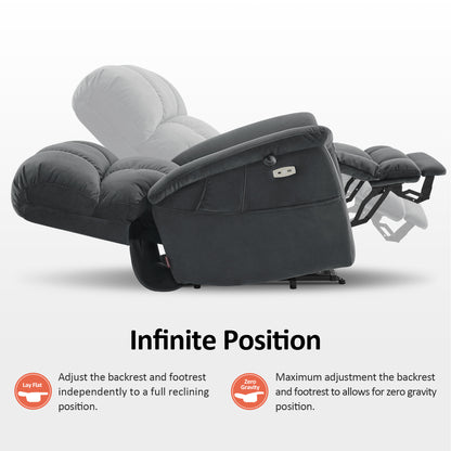 Power Lift Recliner Chair for Elderly, Dual Motor, Massage and Heat, Fabric R7166